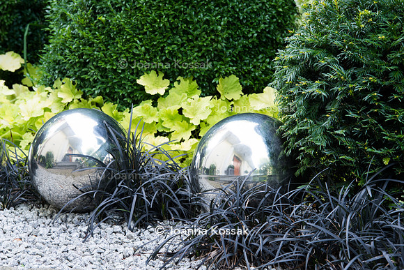 Two reflective silver balls