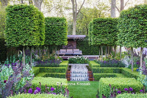 Bluestone cobbles steps and path in centre of formal garden